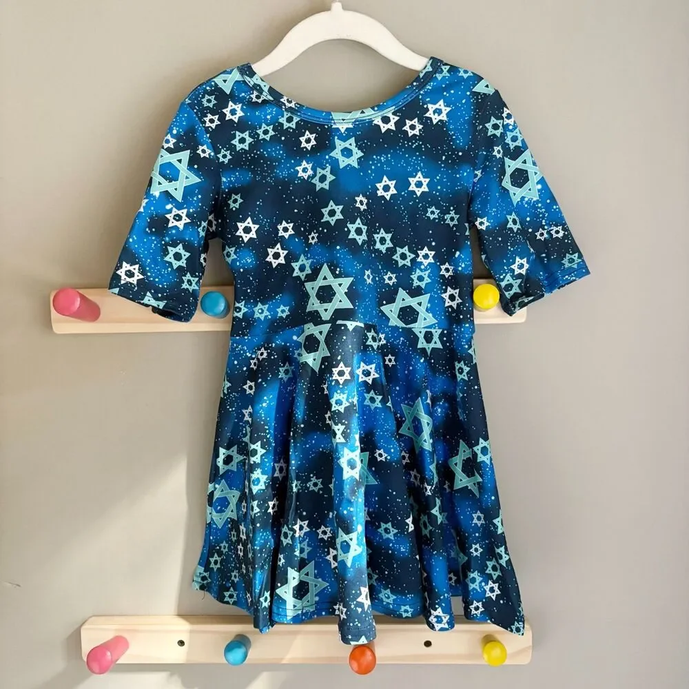 Handmade Twirly Star of David Skater Dress for Jewish Holidays